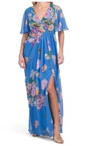Adriana pappell floral print chiffon Gown